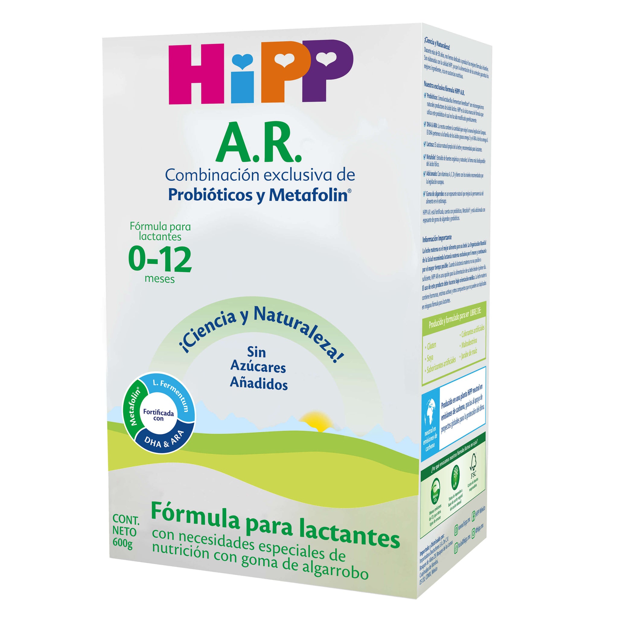 Fórmula HiPP A.R. 0–12 Meses, para lactantes con necesidades especiales de nutrición con goma de algarrobo
