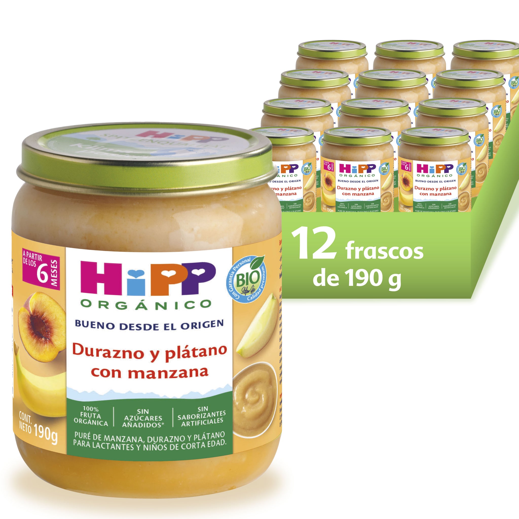 HiPP - Papilla Orgánica de Durazno y Plátano con Manzana