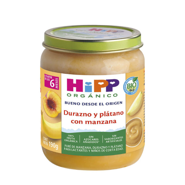 HiPP - Papilla Orgánica de Durazno y Plátano con Manzana
